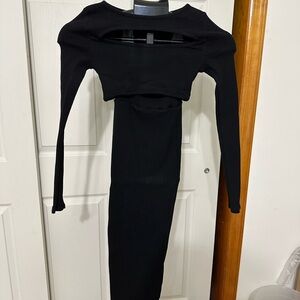 Elegant Black Long Sleeve Skirt Set